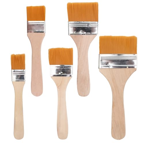 Set 5 Pennelli Pittura Piatti Manico in Legno