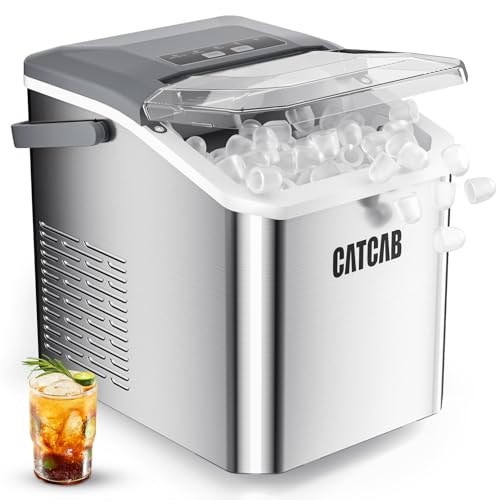 Ice Makers Countertop with Handle, 9 Ice Cubes in 6 Mins, 26.5Lbs/24H, 2 Sizes of Bullet Ice...