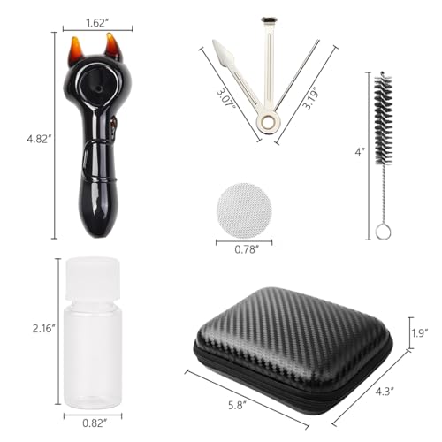 4\" Gorgeous Tobacco Pipe Set, Collectible Smoking Pipe with Cleaner Tamper Tool Black Carrying Case, Complete Pipe Accessories Kit