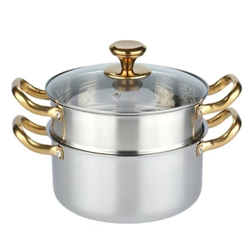 蒸し器 鍋 複数のサイズが利用可能なステンレススチール蒸し器 蒸し料理(Gold,26cm)