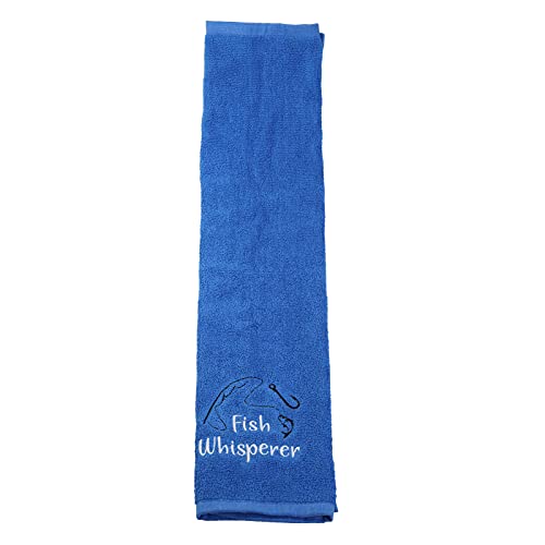 PXTIDY Fish Whisperer Funny Fishing Towel - Fisherman Gift with Embroidered Lure Hook Print and Clip for Men Dad, Husband - Image 2