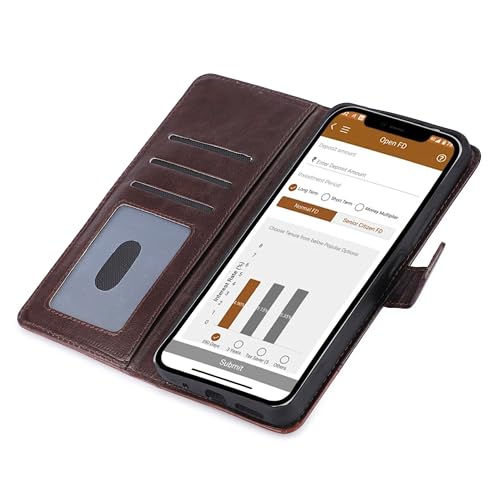 Image of Inktree Vivo V50 5G Flip Cover | Leather Finish | Complete Protection Flip Case for Vivo V50 5G - Coffee Tan
