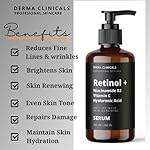 Retinol + Niacinamide B3, Vitamin C, Hyaluronic Acid Serum, Anti-Aging Serum for face, Brightening Firming Hydrating Serum, Fine lines and Wrinkle Face Serum - 8oz - Image 3