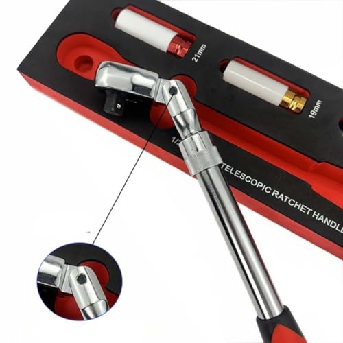 Llave de trinquete retráctil de 72 dientes de 1,27 cm con enchufes 5