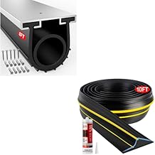 Jin&Bao 10FT Yellow Garage Door Threshold Seal Strip and 8FT Garage Door Bottom Seal with Pre-drilled Aluminum Track Retainer Base Kit - Protect Your Garage from Weather, Insects, and Dust