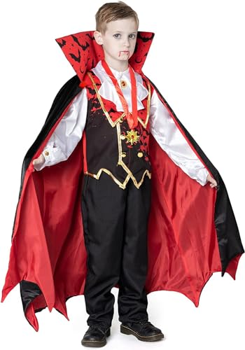 Disfraz infantil de vampiro rojo para niño miniatura 3
