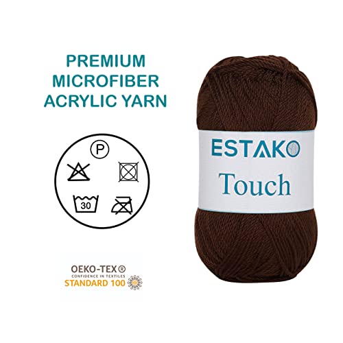 Estako Touch%100 Premium Micro Acrylic Yarn 100 Gr 246 Yds (2410 - Brown) #TOP2