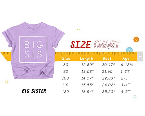 Uniqueone Big Sister Colorful Sibling Reveal Announcement T-Shirt For Baby And Toddler Girls Sibling Outfits #TOP4