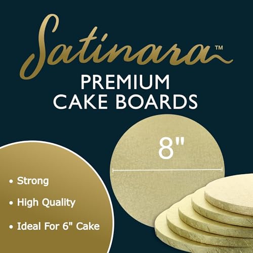Satinara 8" Pale Gold Board & Tall Box Set | Premium Cake Box & Gold Drum, Transport, Gift, & Store In Style | Decorated & Tiered Cakes - Image 3