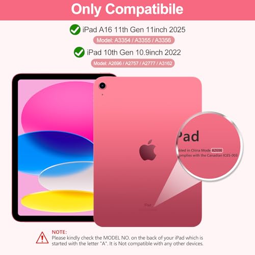 Image of COO Keyboard Case for iPad 11th A16 /10th Gen | Detachable Bluetooth Keyboard, Pencil Holder, Auto Wake /Sleep, 3 Angles, Shockproof PU TPU Cover, Pink