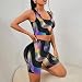 DGTXWIT Women's High Waist Workout Set Wave Rainbow Colorful Funny 2 Piece Yoga Outfit with Shorts And Crop Top, Gym Athletic Fitness Wear S