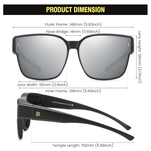 Image of DUCO Fit Over Sunglasses for Men Women Wear Over Glasses Retro Wrap Around Polarized Sun Glasses UV400 Protection DC8981