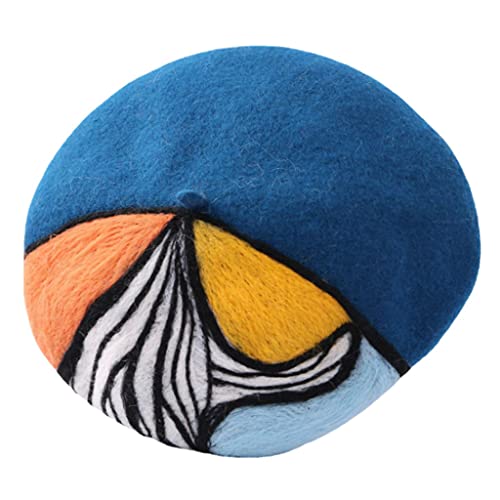Bonnet en laine pour femme peinture à l'huile tricot chaud élégant