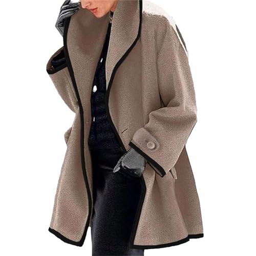 Image of Maiyifu-GJ Womens Wool Blend Pea Coats Single Breasted Trench Jackets Winter Casual Shawl Collar Overcoat Outerwear (Coffee-3,X-Large)