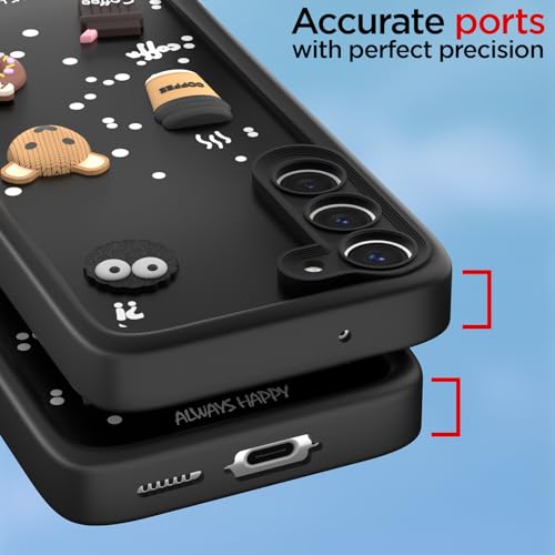 Image of Pikkme Back Cover for Samsung Galaxy S23 5G | 3D Cartoon Silicone Case Cute & Fun Full Protective Bumper Cover (Black)