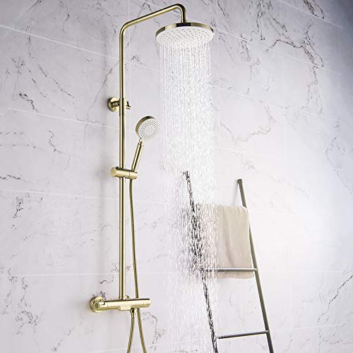 Ensemble de mitigeur de douche or brossé avec douche de tête 10"