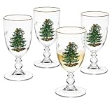Spode – Christmas Tree – Pedestal Goblets – 16 Oz - Clear, Set of 4