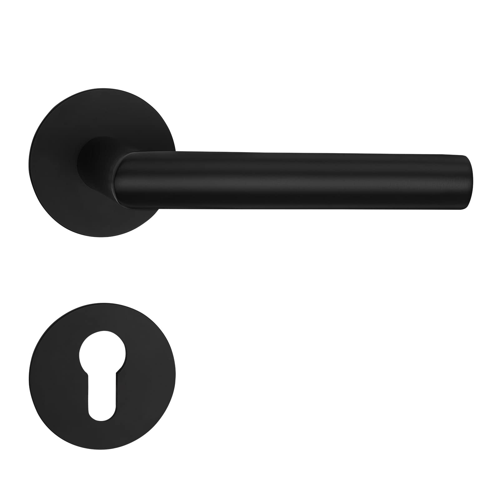 SOTECH Set di maniglie a leva THORE cilindro profilato (PZ) in acciaio inox SS304 nero (130x60 mm Ø 20 mm, porte spessore 35-52 mm, altezza 3 mm, clip magnetica) con materiale di fissaggio