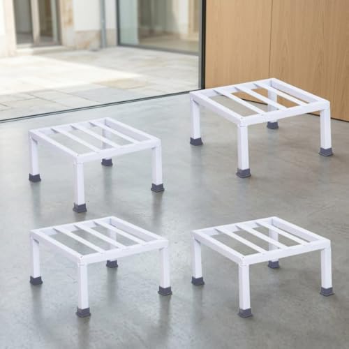 Image of Premium Strong Flower Pot / Gamla Square Stand For indoor and Outdoor Plants | Square Shape Thick and Strong Leg For Garden, Balcony, White - Set of 4