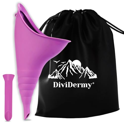 Orinatoio Portatile Donna, Silicone Imbuto Femminile, Dispositivo per minzione femminile, Donne in Piedi Fino a Pipì, Folding Urinella with Extension Tube per All'aperto, Campeggio, Viaggio, Viola