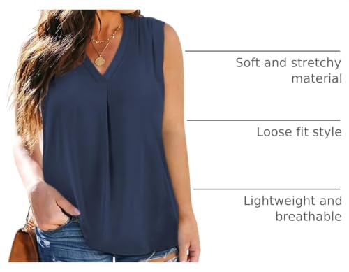 Image of Eytino Womens Plus Size Tank Tops Summer Sleeveless V Neck Casual Loose Chiffon Blouse Office Work Shirts(1X-5X)