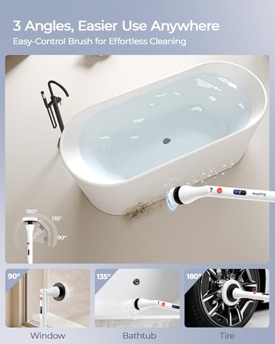 Image of MayKing Electric Spin Scrubber with 9 Brush Heads, IPX7, Model White