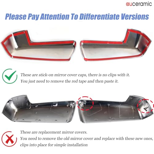 Chrome Mirror Cover Trim Fit 2019 2020 2021 2022 2023 2024 for Chevrolet Silverado 1500 for GMC Sierra 1500 (CH0070-HM) by AUCERAMIC - Used condition - Image 5