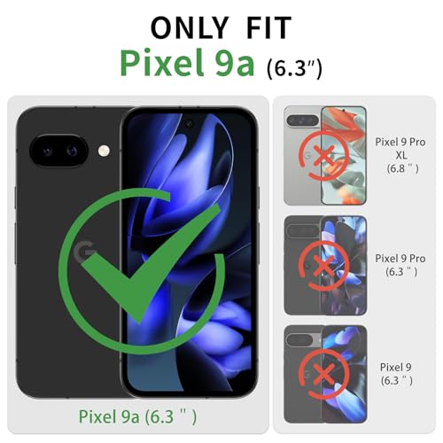Étui Google Pixel 9A SUANPOT en cuir bleu vert avec blocage RFID - 2