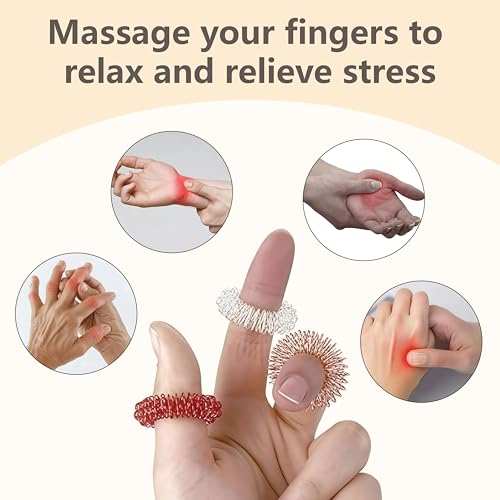 Akupressur Ring, Anti Stress Ring, Massageringe für Finger Akkupressurringe, Stressreduzierender und durchblutungsfördernder Massagering für Förderung Der Durchblutung (8 Stück)