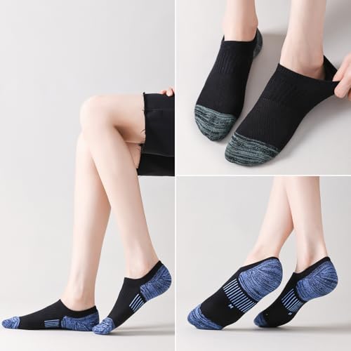 Image of EPEIUS Thick No Show Socks for Women Athletic Ankle Socks Cushioned Running Low Cut Non Slip Footies 3 /6 Pairs