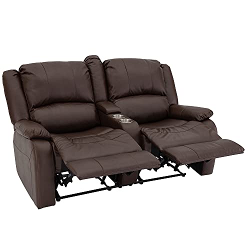Recpro Charles Collection | 64" Double Recliner Rv Sofa | Rv Zero Wall Loveseat | Wall Hugger Recliner | Rv Theater Seating | Rv Furniture | Rv Living Room (Slideout) Furniture (Mahogany) #TOP1