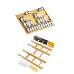 SpaceAid Bamboo Spice Drawer Organizer and Bamboo Drawer Dividers with Inserts and Labels, Kitchen Adjustable Drawer Organizers