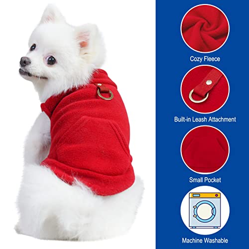 Expawlorer Polar Fleece Vest Dog Clothes - Fall Dog Sweater Pet Clothing, Warm Soft Pullover Sleeveless Dog Jacket With Small Pocket, Cold Winter Coat For Small Medium Large Dogs (Red, S) #TOP1