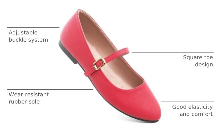 Image of TN TANGNEST Leather Flats for Women Retro Mary Jane Flats | Comfortable Square Toe Slip On Flats with Buckle Strap, Soft Work Flats Office Shoes
