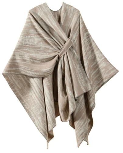 2025 Fashion Color-Block Women's Shawl Perforated Shoulder Accessory Knitted Pashmina Cape Blouse for Spring Fall