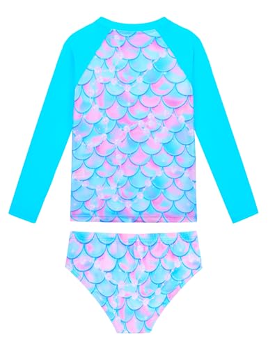 Girls Swimsuit Two Piece Rash Guard Sets Long Sleeve UPF 50+ Bathing Suit Size 3-12 Years2