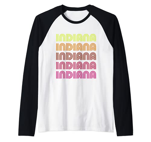 Photo de Retro State of Indiana Inline Police Disco Neon Vintage Manche Raglan