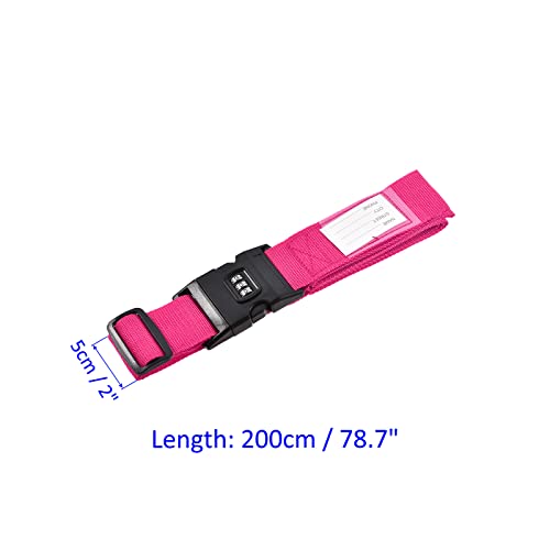 Image of M METERXITY 1 Pack Luggage Strap Suitcase Belt- Travel Combination Lock Adjustable PP Baggage Accessory with Buckle, Apply to Suitcase (79x2 Inch, Rose Red)