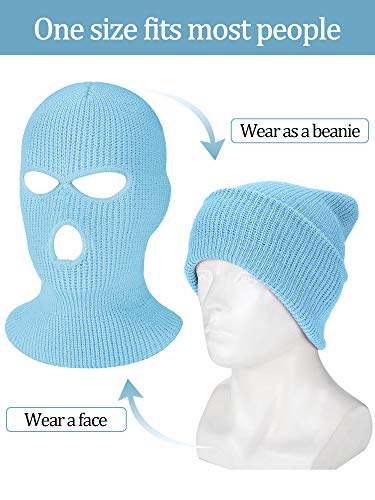 Image of SATINIOR 3 Holes Ski Mask Full Face Cover Outdoor Balaclava Winter Knitted Neck Gaiter for Halloween Sports Cycling