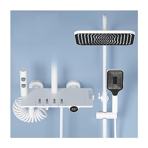 Système de douche thermostatique haut de gamme à touches piano blanc