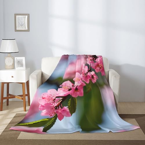 Couverture douce lit anti-froid plaid camping rose cerisier - 7