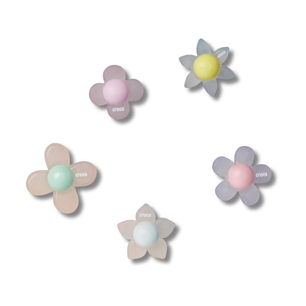 Crocs Jibbitz Charms,Iridescent Flowers 5 Pack