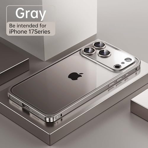 Coque iPhone 17 Pro transparente avec pare-chocs en métal gris