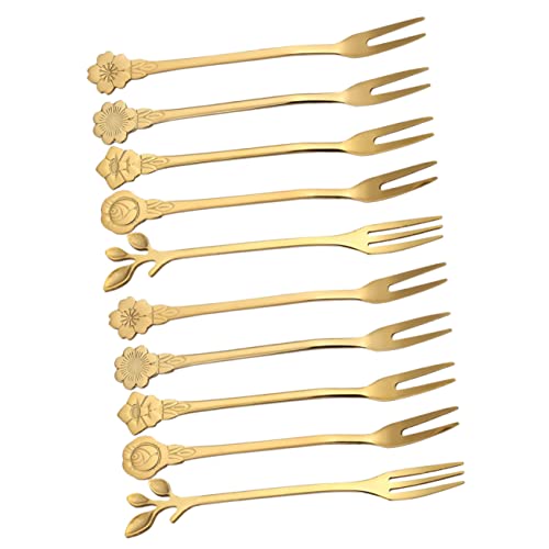 SHOWERORO 10 Forchette Da Frutta in Acciaio Inossidabile Forchette Da Dessert Per Torte Dolci Per Casa E Festa
