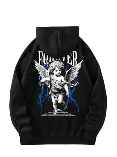 SHENHE Men's Goth Hoodie Graphic Cupid Angle Print Streetwear Punk Unisex Sweatshirt Top