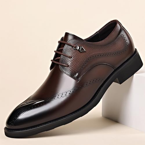 Men's Patent Leather Lace Up Oxford Shoes Pointed Toe Chunky Low Heel Business Dress Loafers Business Shoes Office Prom Evening Wedding Shoes2