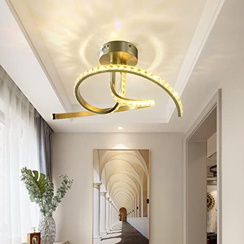 Cxjlllqly LED Flush Mount Ceiling Light Modern Ring Ceiling Lamp Close to Ceiling Light Fixture for Bedroom, Living Room, Dining Room,Gold Finish,3000K,12.8W