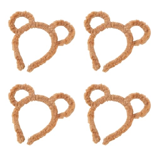 Fuzzy Plush Bear Ears Headbands for Women – Cute Soft Animal Bear Headband Hair Accessories, Comfortable Bear Head Bands for Party, Cosplay & Daily Wear, Adorable Hair Decor for Hair Styling (4, brown)