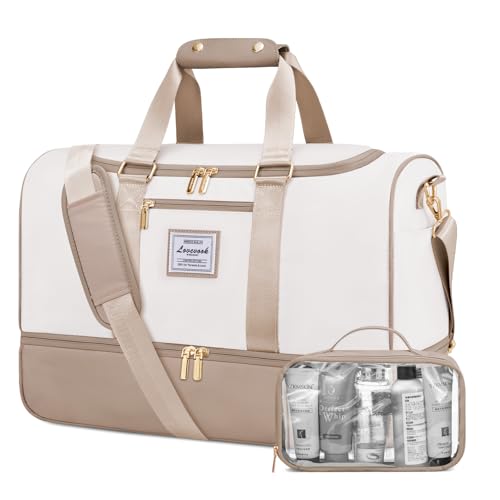 LOVEVOOK Reisetasche Handgepäck Damen, 37L Weekender Travel Duffle Carry on Bag mit Kulturtasche, Schuhfach & Nassfach, Wasserdicht Sporttasche Strandtasche, Tasche für Urlaub Flugzeug Camping