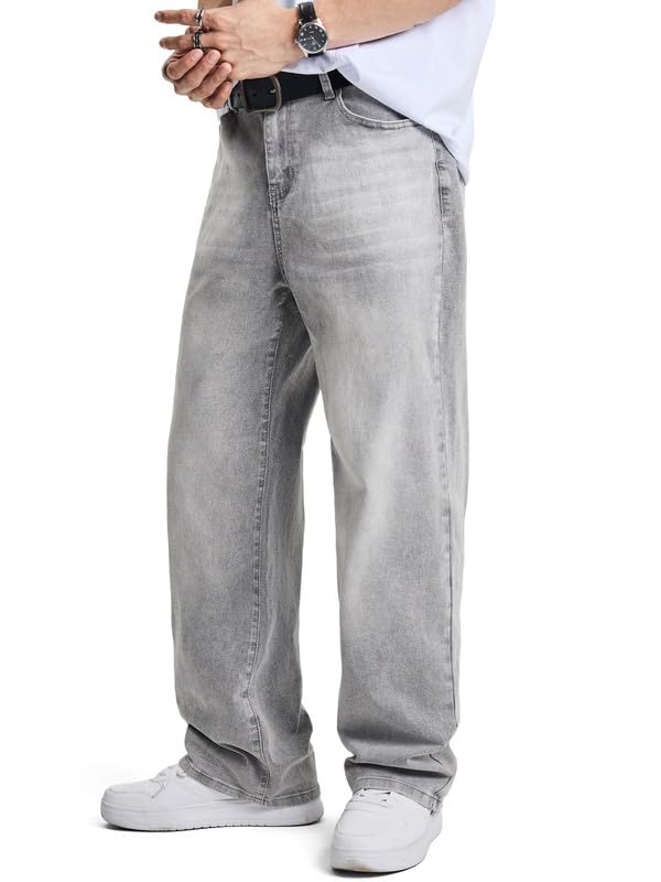 JMIERR Herren Baggy Jeans Weite Jeanshose Y2K Denim Streetwear Raw Jogginghose Loose Fit Männer Hip Hop Jeanspants S-3XL